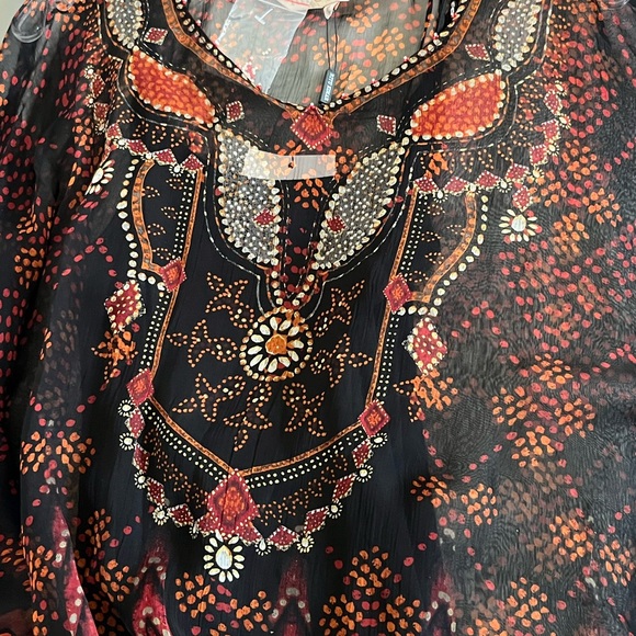 Ritu Kumar Designer Black Sheer Long Kaftan Tunic Dress - Picture 11 of 12